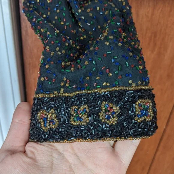 Vintage 90s Black & Multi Color Heavily Beaded Evening Jacket - Picture 10 of 10